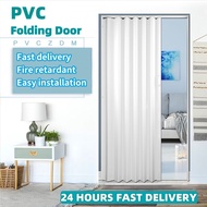 PVC Folding Sliding Door Waterproof Room Divider for Kitchen Bathroom HomeEasy to Install
