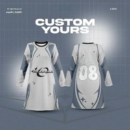 Jersey Sukan Muslimah Custom Name and Number Jersey Muslimah Custom Name Hitam Putih Baju Muslimah P