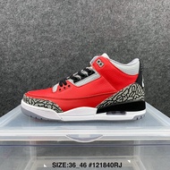 Shoe Factory Wholesale AJ3 Qiao 3 Black Cement Flame Red Air Cushion Anti-Slip Men's Basketball Spor
