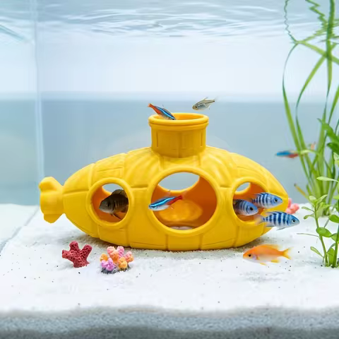Submarine Shaped Ornament Suitable For Fish Tank Landscaping Small Fish Hiding On The Table Decorati