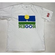 100% Cotton Go Roger Federer Tennis Pattern T-Shirt Men's White Short Sleeve-