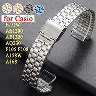18mm Ultra-thin Small Square Stainless Steel Watchband for Casio F-91W AE1200 AE1300 Straps for AQ23