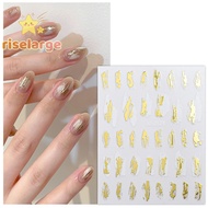 [RiseLargeS] Irregular Block Pattern Mirror Glossy Nail Sticker Magic Horaphic 3D Gold Silver Decals Tips Manicure Decorations new