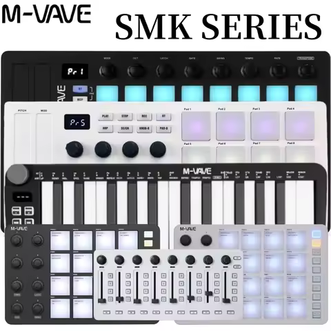 M-VAVE Pro MIDI Control Bundle: SMK-25 mini/SMK-37/SMK-25 II/SMC-PAD/SMC-Mixer | 25Key+16RGB Pads+8K