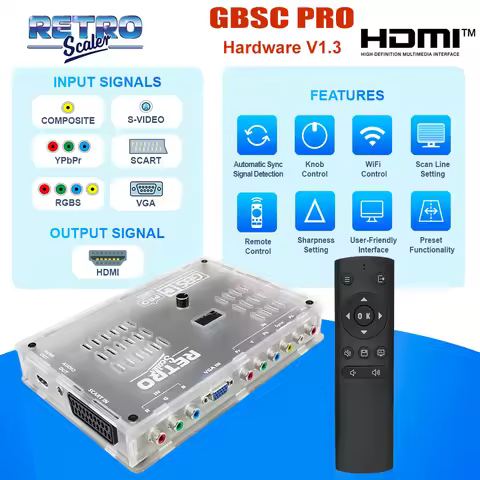 RetroScaler GBSC Pro GBS Control Scart RGBS YPbPr VGA Composite(AV) SV to HDMI® Video Auido Converte