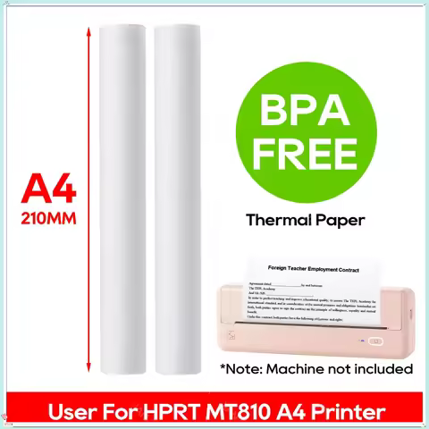 A4 Thermal Printer Paper Roll A4 Width Paper BPA Free 2 4 6 10 Rolls for HPRT MT810 Thermal A4 Porta