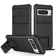 For Google Pixel 8 / Pixel 8 Pro Hybrid Shockproof Armor Stand Case Slide Lens Protective Cover