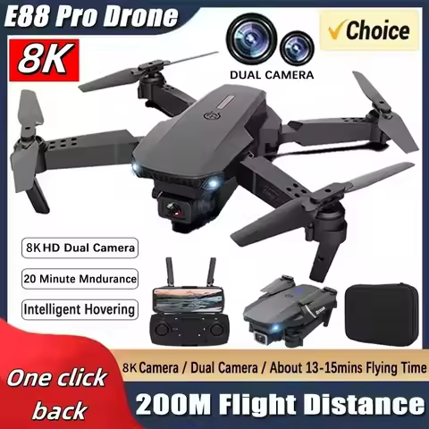 Foldable E88Pro RC Drone with 8K Professional Dual HD Camera 1080P Wide Angle WIFI FPV Helicopter He