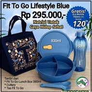 READY Tupperware Fit to go Lunch Set dapat tas, tempat makan besar skat, botol minum, sendok garfu m