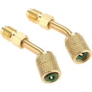 Penyesuai R410A 5/16" SAE Female Quick Couplers ke 1/4" SAE Male Flare, 2 Unit Penyesuai Vakum Sudut