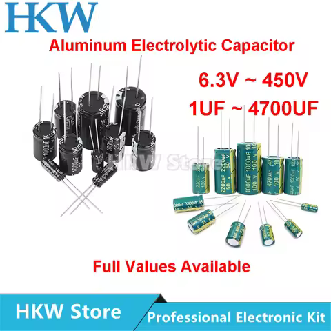 Aluminum Electrolytic Capacitor 6.3V 10V 16V 25V 35V 50V 63V 100V 250V 400V 450V 47UF 100UF 470UF 68