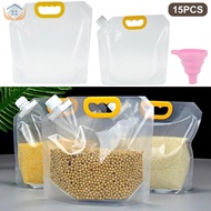 15Pcs Grain Moisture-Proof Sealed Bag 1.5/2.5kg Clear Grain Storage Bag Grain Pouring Suction Bag SH