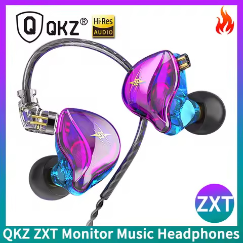 Newest QKZ ZXT MT1 In Ear Earphone Dynamic DJ Monitor IEM Earbud HIFI Sport Noise Cancelling Headset