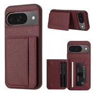 Lychee Pattern PU Leahter Cover For Google Pixel 9 10 Pro XL Case Magnetic Buckle Card Slot Stand Ho