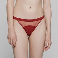 ornoir.co 紅色紗網純色拼接法式丁字褲內褲