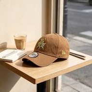 NEW ERA 9FORTY Brown Graffiti Logo Baseball Cap, Neon Green Embroidered Curved Brim Hat, UPF50+, Urb