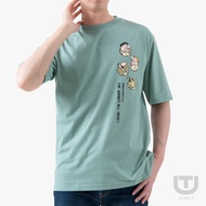 DOSH-UT MENS OVERSIZED T-SHIRTS FLINTSTONES เสื้อยืดโอเวอร์ไซส์ FLFMT5003-GR