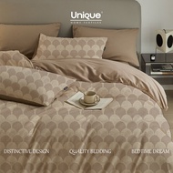 UNIQUE 900TC Modern Geometric Bedsheet Set | With Quilt Cover | Soft Cotton | Single to King Size