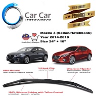 Mazda 3 Wiper 2014-2018 (Sedan/Hatchback) Silicone Wiper Blades, Car Windshield ( 1 pair -Size 24"/18" )