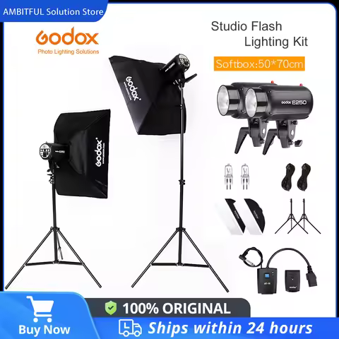 Godox E250 2x 250W Strobe Studio Flash Light Kit 500W - Photographic Lighting - Strobes, Light Stand