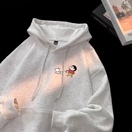 【Plus Size M-8XL】Men Hoodie American Retro Trend Cartoon Crayon Shin-chan Print Pullover Oversized L