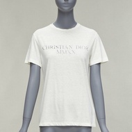 DIOR 2020 MMXX Together Apart print ecru washed cotton linen sleeve tshirt XS