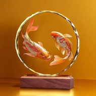 Jualan Panas Hiasan Kristal Arwana Emas Hiasan Rumah Mewah Desktop Kreatif Premium Ruang Tamu Pamera