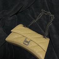 全新✨超軟💛巴黎世家 balenciaga crush  S號 小號 奶黃色 牛皮油蠟 沙漏包