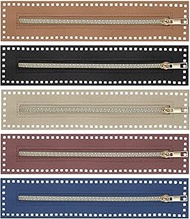 ASTIMESA 5 Pieces PU Leather Crochet Zipper with Holes 5 Colors, 10.6''/27 CM Zippers for Crochet Ba