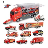{CUB Toy City} Big Transport Car Toys Container Carrier Truck Vehicles 10PCS Mini Alloy Diecast Engi