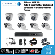 Hikvision 8 Channel 1080P 2MP Turbo HD Indoor/Outdoor Weatherproof Surveillance CCTV Camera Combo Kit Package