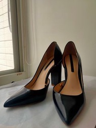 正品Zara深藍色尖頭10公分高跟鞋OL專櫃37號女鞋