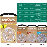 60PCS Hearing Aids Battery A312 A10 A13 A675 RAYOVAC PEAK High Performance Zinc Air Batteries 312 he
