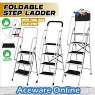 3/4/5 Step Foldable Step Ladder With Handle Tangga Lipat Heavy Duty Folding Ladder Household Non Slip Platform Ladder 梯子