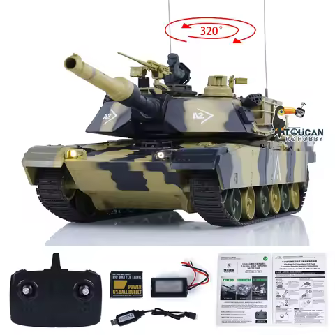 1/24 Heng Long M1A2 3816-2 RC Tank Abrams 2.4G Toys TOUCAN Radio Control Battle Tank Cars Vehicle Mo