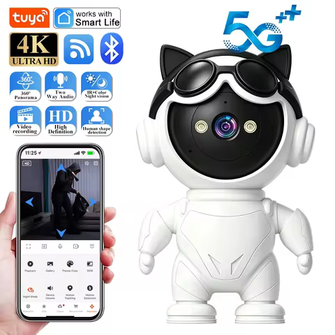 Tuya Smart Life 5G WiFi Network Cartoon Robot Indoor Walkie Talkie Color Night Vision IP Camera Auto