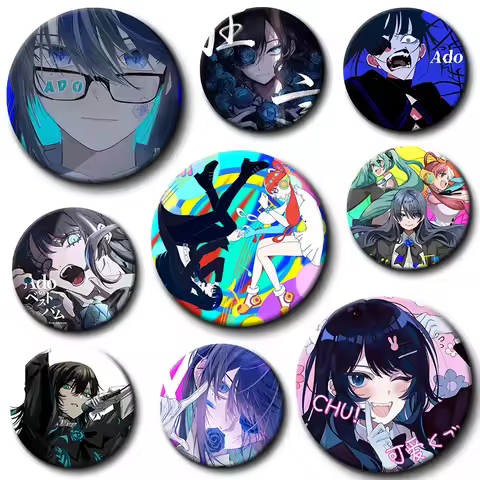 Creative Cartoon Badge Ado Kyogen X Uta Enamel Pins I Love Ado Vintage Anime Brooches for Backpack A