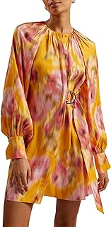 Women's Akemi Mini Wrap Dress, Orange