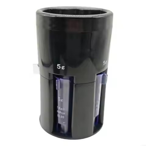 Q1QC Clear Coin Sorting Container with Tube 5 In 1 Automatic Coin Sorter Counter for Instantly Coin 