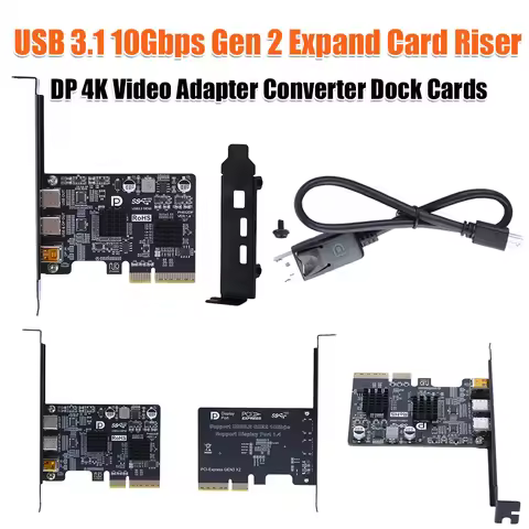 DP 4K Video Adapter Converter ASM3142 Controller Dual USB-C Port Docking Station TYPE-C Port Monitor