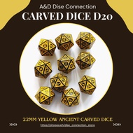 1pc. Ancient Carved D20 (22mm) Dice (sold per piece)