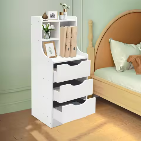 Tall Nightstand for Study or Bedroom Use,3Drawer Vertical Bedside Cabinet,Load Capacity 27.56 lbs,14