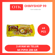 3 Ayam Mie Telur Kuning Mie Pipih  4x200gr