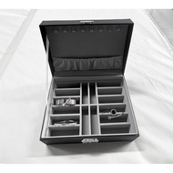 Wooden box covered with leather for bracelets with lock