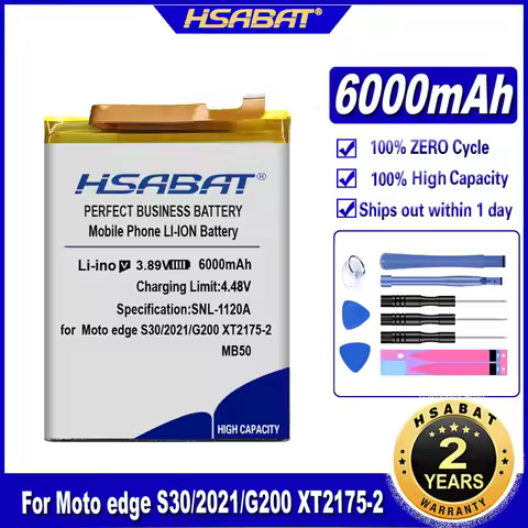 HSABAT MB50 6000mAh Battery for Motorola Moto Edge S30 /Edge S30 5G 2021/ G200 5G / XT2175 XT2201 X3