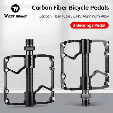 WEST BIKING Carbon Fiber Road Bike Pedal Ultralight 3 Bearing Carbon Tube Cycling Pedal Aluminum Ant