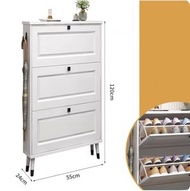 ONE - 簡約門口超薄翻鬥鞋櫃儲物收納置物櫃【實木櫃腳 長55*寬24*高120cm】白色