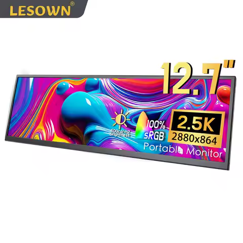 LESOWN 12.7 inch Bar Portable Monitor 2K HDMI Type C IPS Touchscreen LCD Wide Secondary Monitor for 