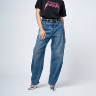 DAVIE JONES WOMEN กางเกงยีนส์ ผู้หญิง Women Balloon Barrel Fit Jeans BL0001 สีกรม น้ำเงิน