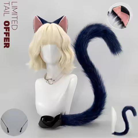 New Simulated Handmade Cat Ear Headband Comic Con Cat Tail Set Realistic Cute Furry Headpiece Night 